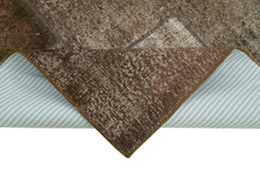 Handmade Area Rug - Kirk Yama Brown Patchwork Cotton Wool Carpet 5'7''x8'