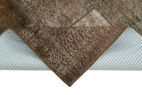 Handmade Area Rug - Kirk Yama Brown Patchwork Cotton Wool Carpet 5'7''x8'