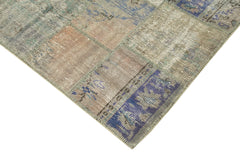 Handmade Area Rug - Kirk Yama Grey Patchwork Cotton Wool Carpet 5'10''x8'2''