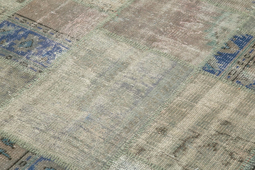 Handmade Area Rug - Kirk Yama Grey Patchwork Cotton Wool Carpet 5'10''x8'2''