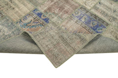 Handmade Area Rug - Kirk Yama Grey Patchwork Cotton Wool Carpet 5'10''x8'2''