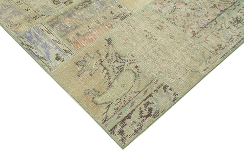 Handmade Area Rug – Beige Patchwork Cotton Wool Vintage Turkish Carpet 5'7''x8'