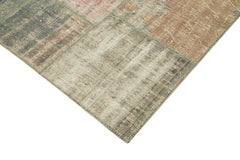 Kirk Yama Grey Patchwork Cotton Wool Handmade Area Rug 5'9'' x 7'11''