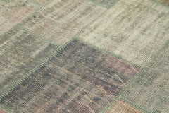 Kirk Yama Grey Patchwork Cotton Wool Handmade Area Rug 5'9'' x 7'11''