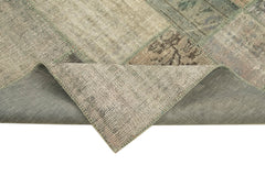 Kirk Yama Grey Patchwork Cotton Wool Handmade Area Rug 5'9'' x 7'11''