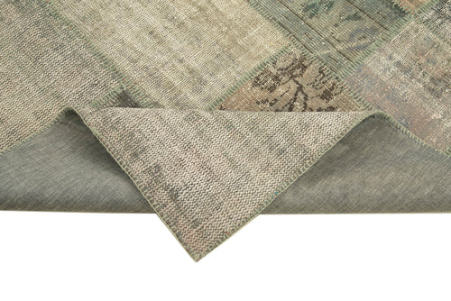 Kirk Yama Grey Patchwork Cotton Wool Handmade Area Rug 5'9'' x 7'11''