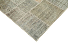 Handmade Area Rug – Grey Patchwork Wool Cotton Blend Soft Textured Carpet 5'7"x8'0"