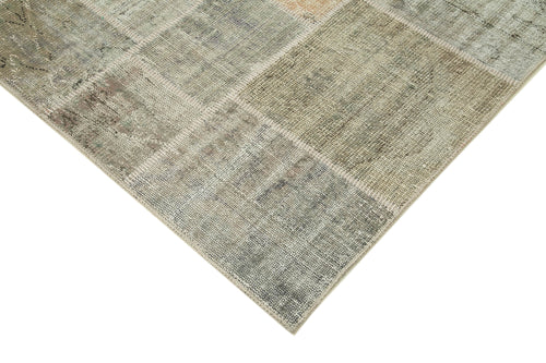 Handmade Area Rug – Grey Patchwork Wool Cotton Blend Soft Textured Carpet 5'7"x8'0"