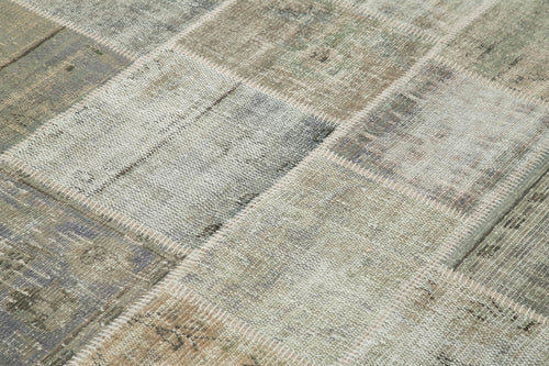 Handmade Area Rug – Grey Patchwork Wool Cotton Blend Soft Textured Carpet 5'7"x8'0"