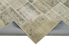 Handmade Area Rug – Grey Patchwork Wool Cotton Blend Soft Textured Carpet 5'7"x8'0"