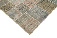 Kirk Yama Grey Patchwork Cotton Wool Handmade Area Rug 5'8'' x 7'11''