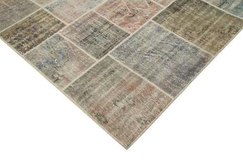 Kirk Yama Grey Patchwork Cotton Wool Handmade Area Rug 5'8'' x 7'11''