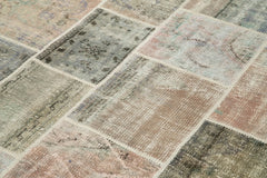 Kirk Yama Grey Patchwork Cotton Wool Handmade Area Rug 5'8'' x 7'11''