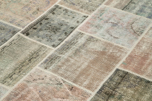 Kirk Yama Grey Patchwork Cotton Wool Handmade Area Rug 5'8'' x 7'11''