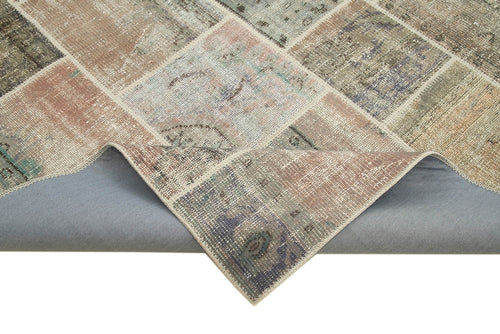 Kirk Yama Grey Patchwork Cotton Wool Handmade Area Rug 5'8'' x 7'11''