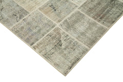 Handmade Area Rug - Kirk Yama Grey Patchwork Cotton Wool Carpet 5'8''x8'1''