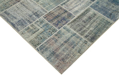 Handmade Area Rug - Kirk Yama Grey Patchwork Cotton Wool Carpet 5'8'' x 7'11''