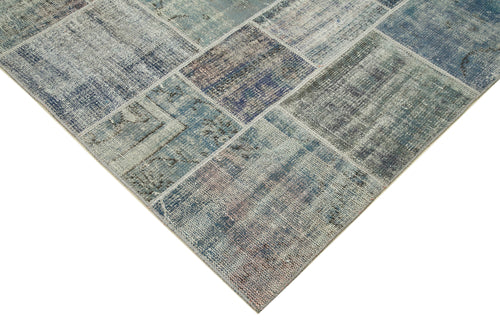 Handmade Area Rug - Kirk Yama Grey Patchwork Cotton Wool Carpet 5'8'' x 7'11''