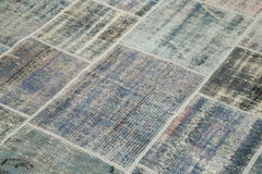 Handmade Area Rug - Kirk Yama Grey Patchwork Cotton Wool Carpet 5'8'' x 7'11''