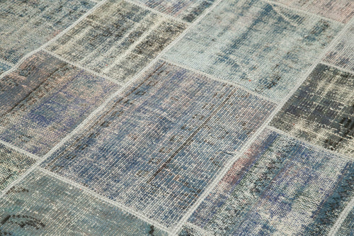 Handmade Area Rug - Kirk Yama Grey Patchwork Cotton Wool Carpet 5'8'' x 7'11''