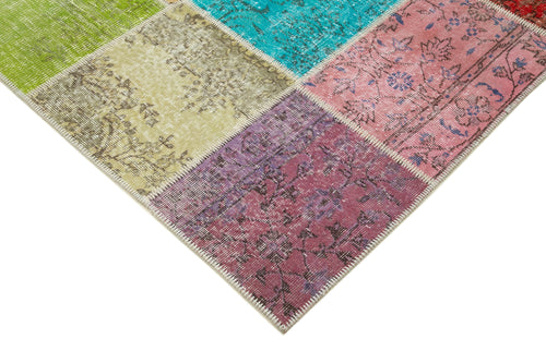 Kirk Yama Blue Patchwork Cotton Wool Handmade Area Rug 5'8'' x 8'0''