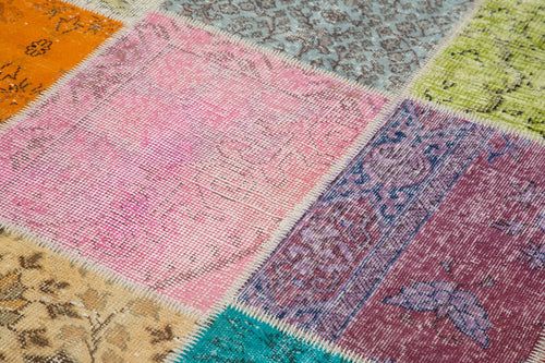 Kirk Yama Blue Patchwork Cotton Wool Handmade Area Rug 5'8'' x 8'0''