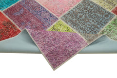 Kirk Yama Blue Patchwork Cotton Wool Handmade Area Rug 5'8'' x 8'0''