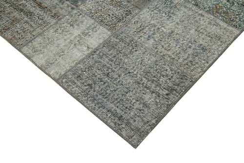 Kirk Yama Grey Patchwork Cotton Wool Handmade Area Rug 5'7'' x 7'10''