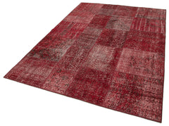 Kirk Yama Red Patchwork Cotton Wool Handmade Area Rug 5'7'' x 7'11''