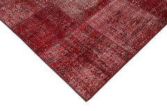 Kirk Yama Red Patchwork Cotton Wool Handmade Area Rug 5'7'' x 7'11''