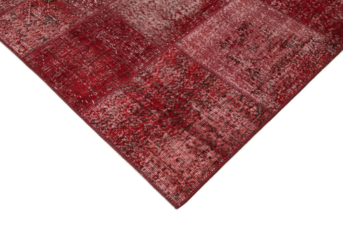 Kirk Yama Red Patchwork Cotton Wool Handmade Area Rug 5'7'' x 7'11''