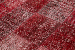 Kirk Yama Red Patchwork Cotton Wool Handmade Area Rug 5'7'' x 7'11''