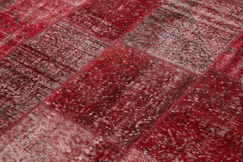 Kirk Yama Red Patchwork Cotton Wool Handmade Area Rug 5'7'' x 7'11''