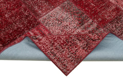 Kirk Yama Red Patchwork Cotton Wool Handmade Area Rug 5'7'' x 7'11''