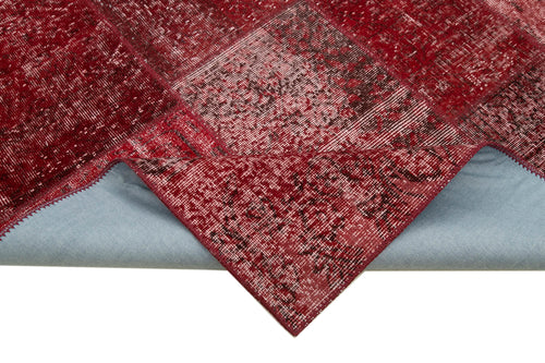 Kirk Yama Red Patchwork Cotton Wool Handmade Area Rug 5'7'' x 7'11''
