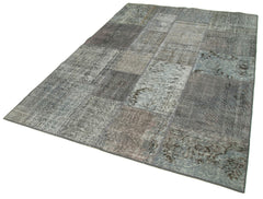 Handmade Area Rug - Grey Patchwork Cotton Wool Carpet 5'7'' x 8'1'' Durable Soft Texture