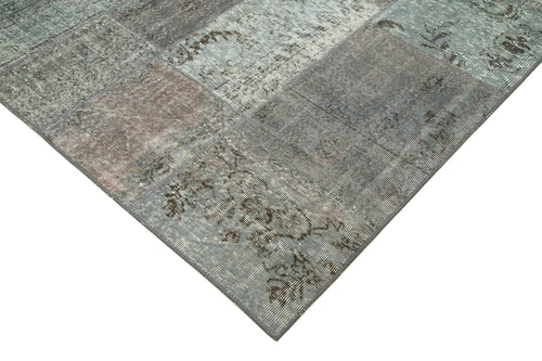 Handmade Area Rug - Grey Patchwork Cotton Wool Carpet 5'7'' x 8'1'' Durable Soft Texture