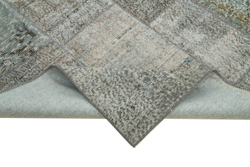Handmade Area Rug - Grey Patchwork Cotton Wool Carpet 5'7'' x 8'1'' Durable Soft Texture