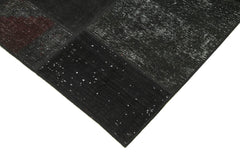 Handmade Area Rug - Kirk Yama Black Patchwork Cotton Wool Carpet 5'7''x8'0''