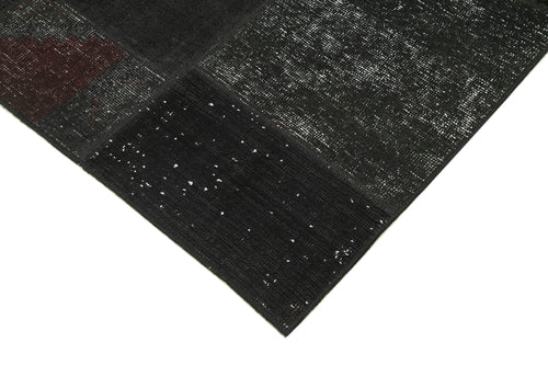 Handmade Area Rug - Kirk Yama Black Patchwork Cotton Wool Carpet 5'7''x8'0''