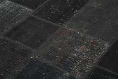 Handmade Area Rug - Kirk Yama Black Patchwork Cotton Wool Carpet 5'7''x8'0''