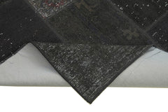 Handmade Area Rug - Kirk Yama Black Patchwork Cotton Wool Carpet 5'7''x8'0''