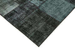 Kirk Yama Black Patchwork Cotton Wool Handmade Area Rug 5'7'' x 7'11''