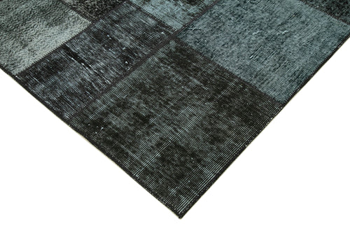 Kirk Yama Black Patchwork Cotton Wool Handmade Area Rug 5'7'' x 7'11''