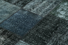 Kirk Yama Black Patchwork Cotton Wool Handmade Area Rug 5'7'' x 7'11''