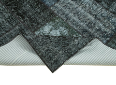 Kirk Yama Black Patchwork Cotton Wool Handmade Area Rug 5'7'' x 7'11''