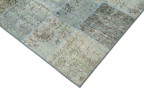 Kirk Yama Blue Patchwork Cotton Wool Handmade Area Rug 5'8'' x 8'0''