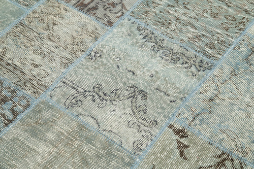 Kirk Yama Blue Patchwork Cotton Wool Handmade Area Rug 5'8'' x 8'0''