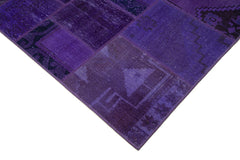 Kirk Yama Purple Patchwork Cotton Wool Handmade Area Rug 5'7'' x 7'11''