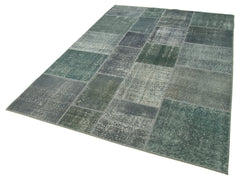Handmade Area Rug - Kirk Yama Grey Patchwork Cotton Wool Carpet 5'7''x8'0''